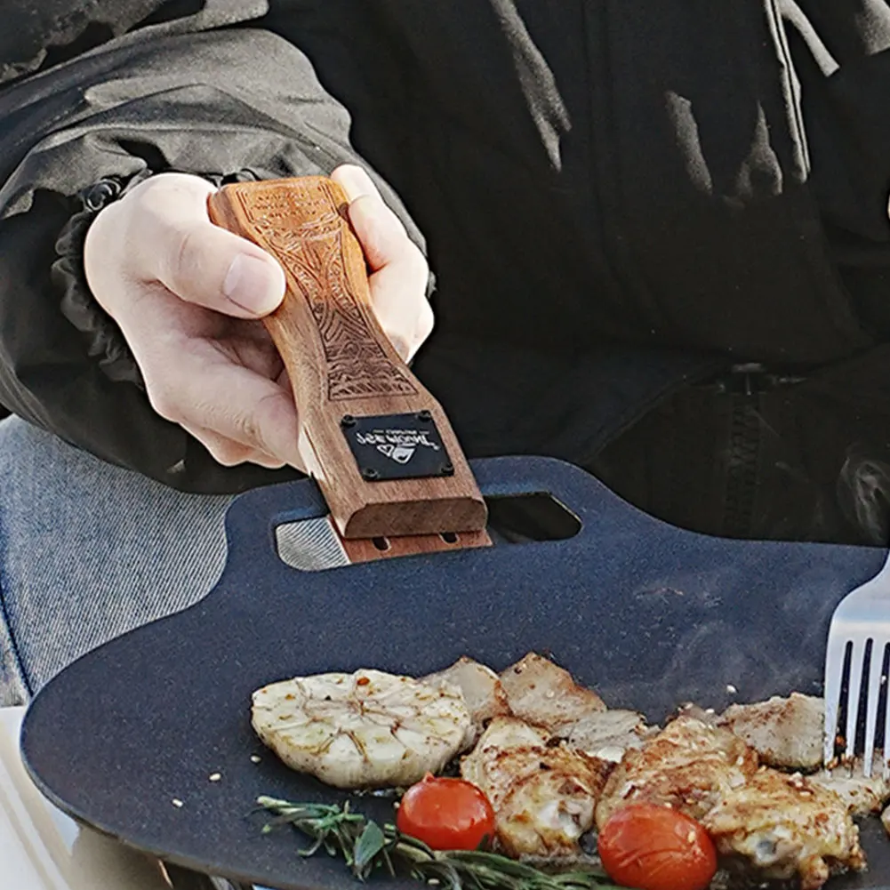 Camping Cooking Handle - 야외용 천연 나무 그릴 팬 손잡이
