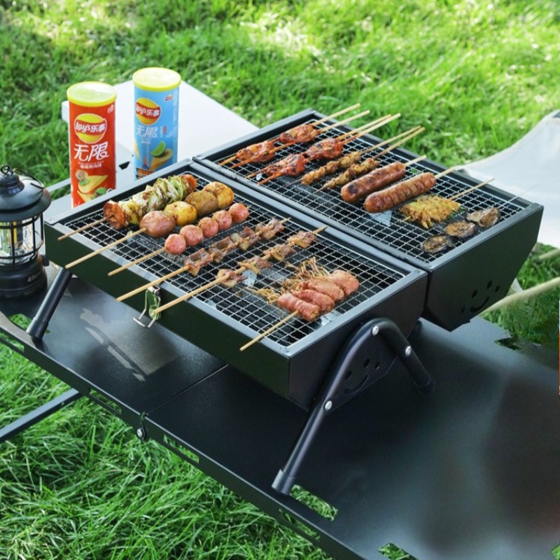 Camping Double Cooking Stove - 탄소강 바베큐 그릴 휴대용 양면 피크닉