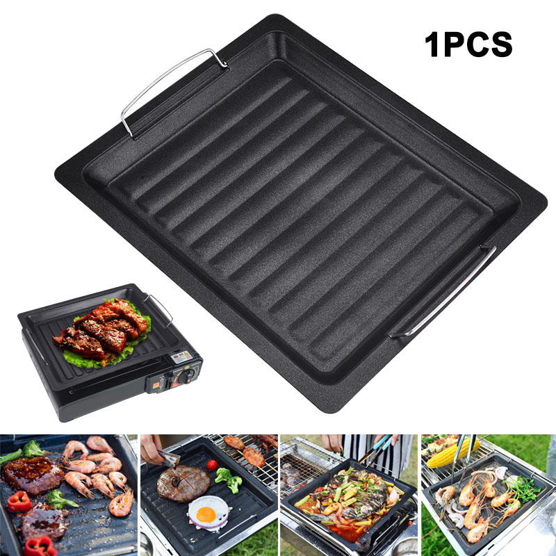 Camping Cooking Handle - 야외용 두꺼운 사각 그릴 팬, 손잡이