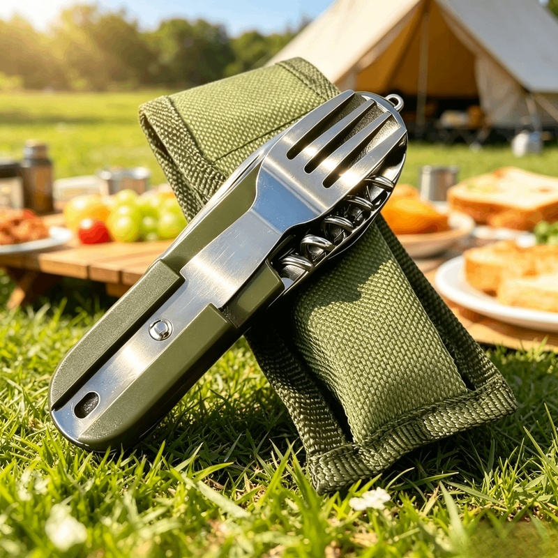 스테인리스 스틸 7 in 1 캠핑 식기 세트 접이식 다 - Camping Cooking Knife Set 리뷰 및 가격
