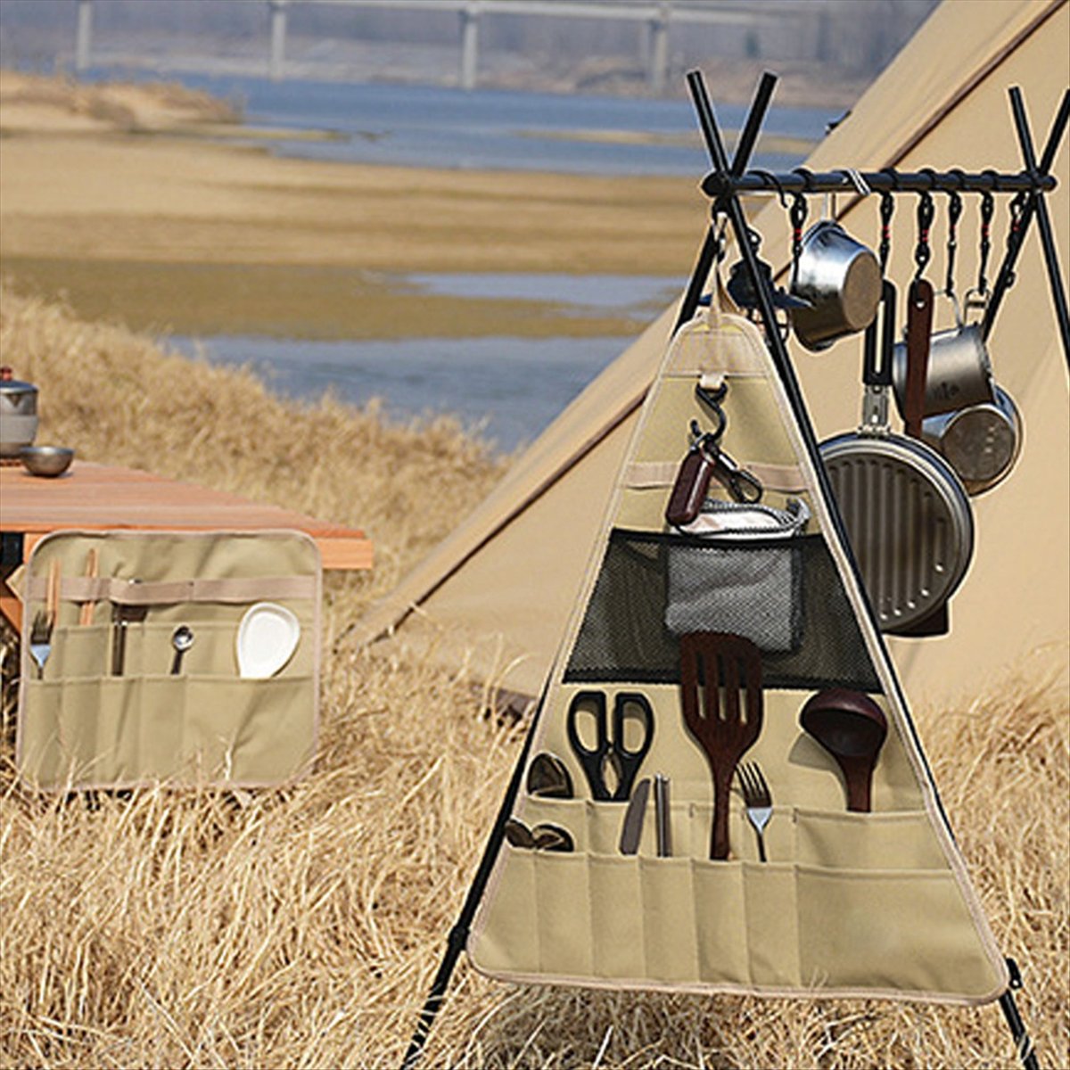휴대용 캠핑 주방용품 정리 가방, 야외 요리를 위한 걸 - Camping Cooking Utensils 리뷰 및 가격
