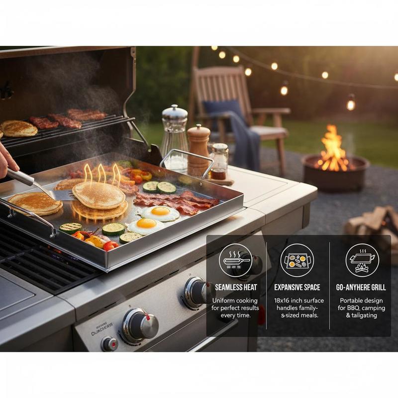 범용 플랫탑 그리들 18x16인치 캠핑, 테일게이팅 파 - Camping Cooking Handle 리뷰 및 가격