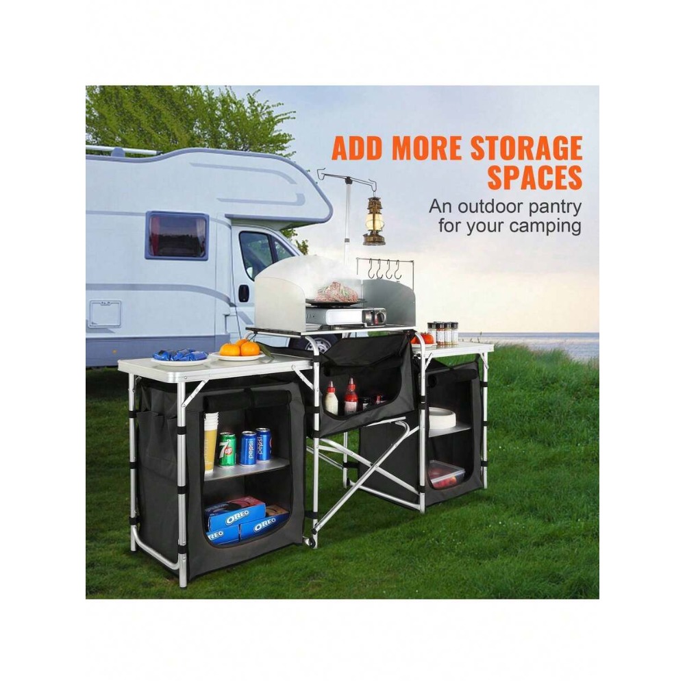 접이식 캠핑 키친 테이블 (3개 수납장 및 탈부착식 바 - Camping Cooking Cupboard 리뷰 및 가격