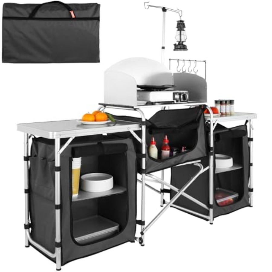캠핑 키친 테이블, 접이식 야외 조리 테이블 (보관용  - Camping Cooking Cupboard 리뷰 및 가격